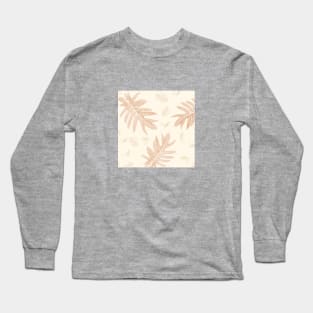 Autumn fall tan brown on cream tropical palm leaves Long Sleeve T-Shirt